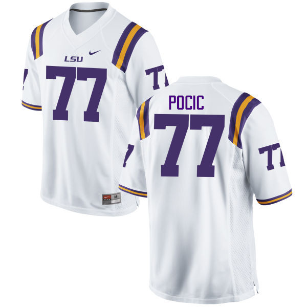 Men LSU Tigers #77 Ethan Pocic College Football Jerseys Game-White